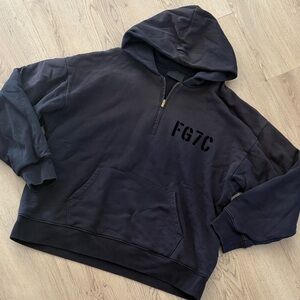 FEAR OF GOD SEVENTH COLLECTION Logo 1/4 Zip Hoodie Sweatshirt Size L